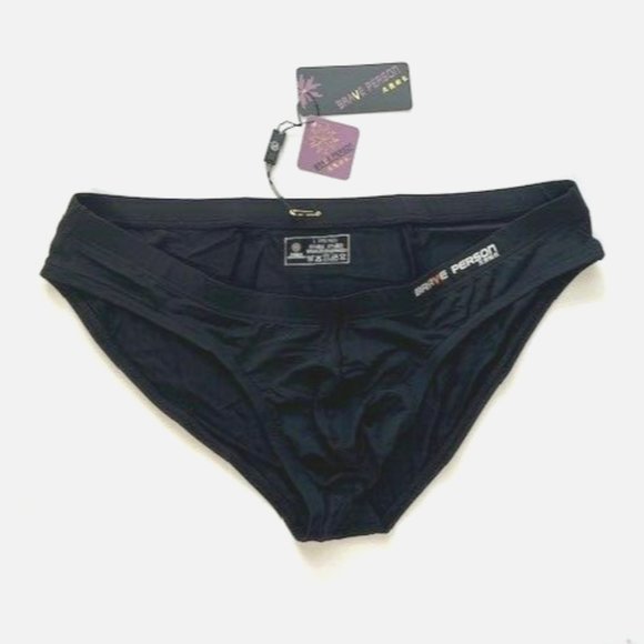 Brave Person Men's Swim Bikini Brief - Black (BP9791-BK) Contoured Pouch - Picture 5 of 13